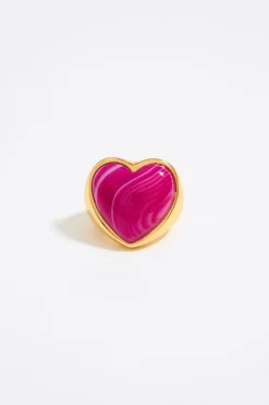 Mujer BIMBA Y LOLA Anillos<Anillo Corazon Piedra Fucsia