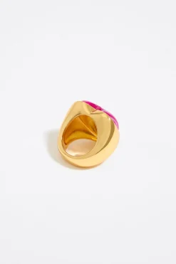 Mujer BIMBA Y LOLA Anillos<Anillo Corazon Piedra Fucsia