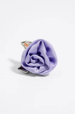 Mujer BIMBA Y LOLA Anillos<Anillo Rosa Tejido Lila Hojas Plateadas