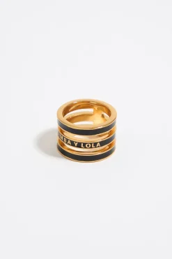 Mujer BIMBA Y LOLA Anillos<Anillo Tres Bandas Logo Esmalte Negro