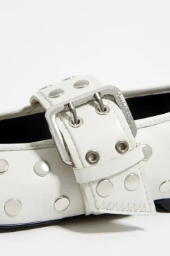 Mujer BIMBA Y LOLA Zapatos Planos<Bailarina Tachas Piel Blanca