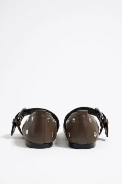 Mujer BIMBA Y LOLA Zapatos Planos<Bailarina Tachas Piel Marron