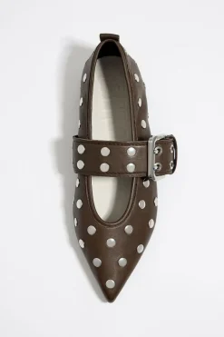 Mujer BIMBA Y LOLA Zapatos Planos<Bailarina Tachas Piel Marron