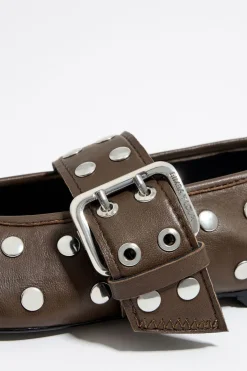 Mujer BIMBA Y LOLA Zapatos Planos<Bailarina Tachas Piel Marron