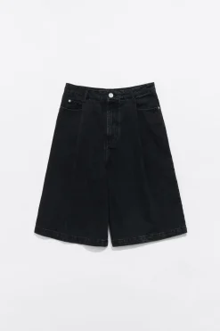 Mujer BIMBA Y LOLA Denim<Bermuda Denim Pinzas Negro Lavado