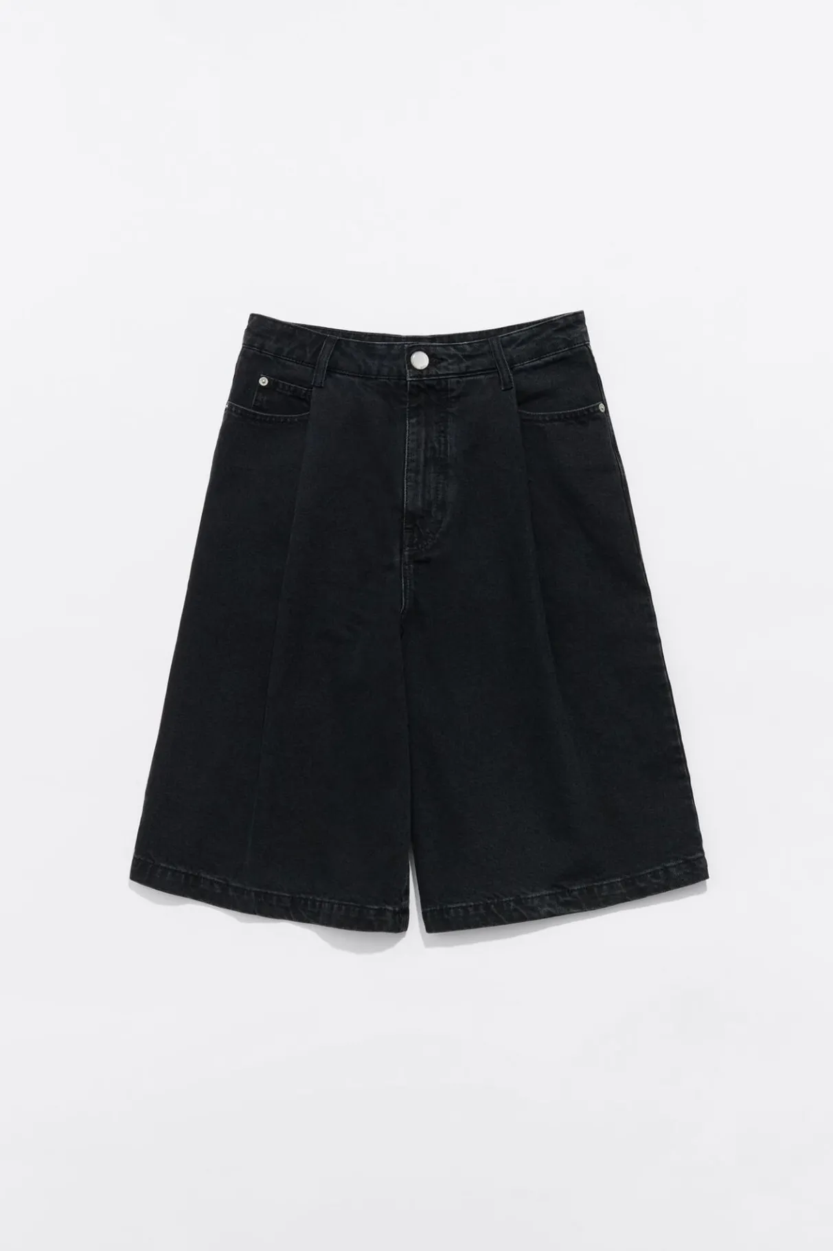 Mujer BIMBA Y LOLA Denim<Bermuda Denim Pinzas Negro Lavado