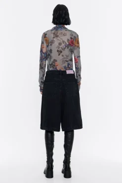 Mujer BIMBA Y LOLA Denim<Bermuda Denim Pinzas Negro Lavado