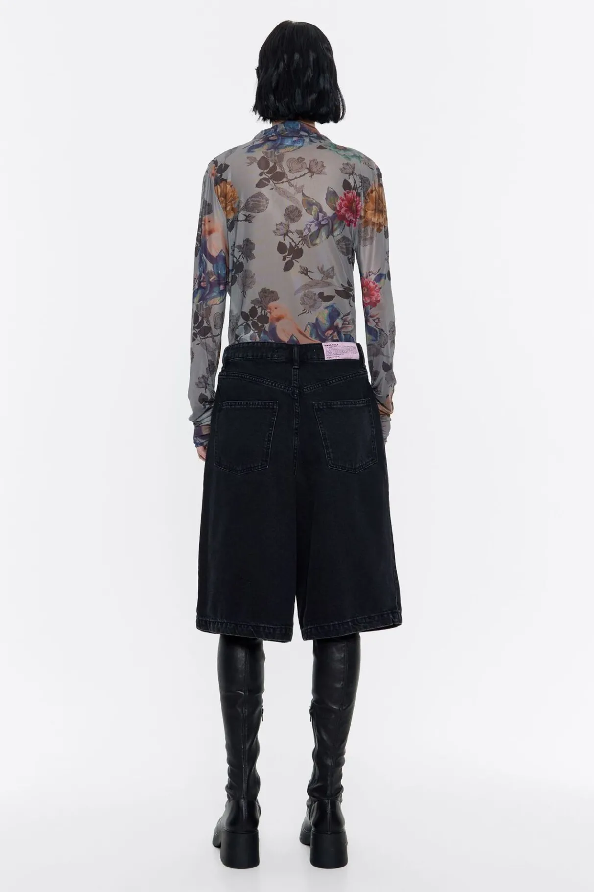 Mujer BIMBA Y LOLA Denim<Bermuda Denim Pinzas Negro Lavado