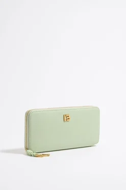Mujer BIMBA Y LOLA Piel<Billetera Horizontal Con Cremallera Piel Verde Pastel