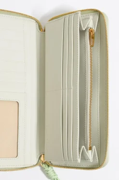 Mujer BIMBA Y LOLA Piel<Billetera Horizontal Con Cremallera Piel Verde Pastel