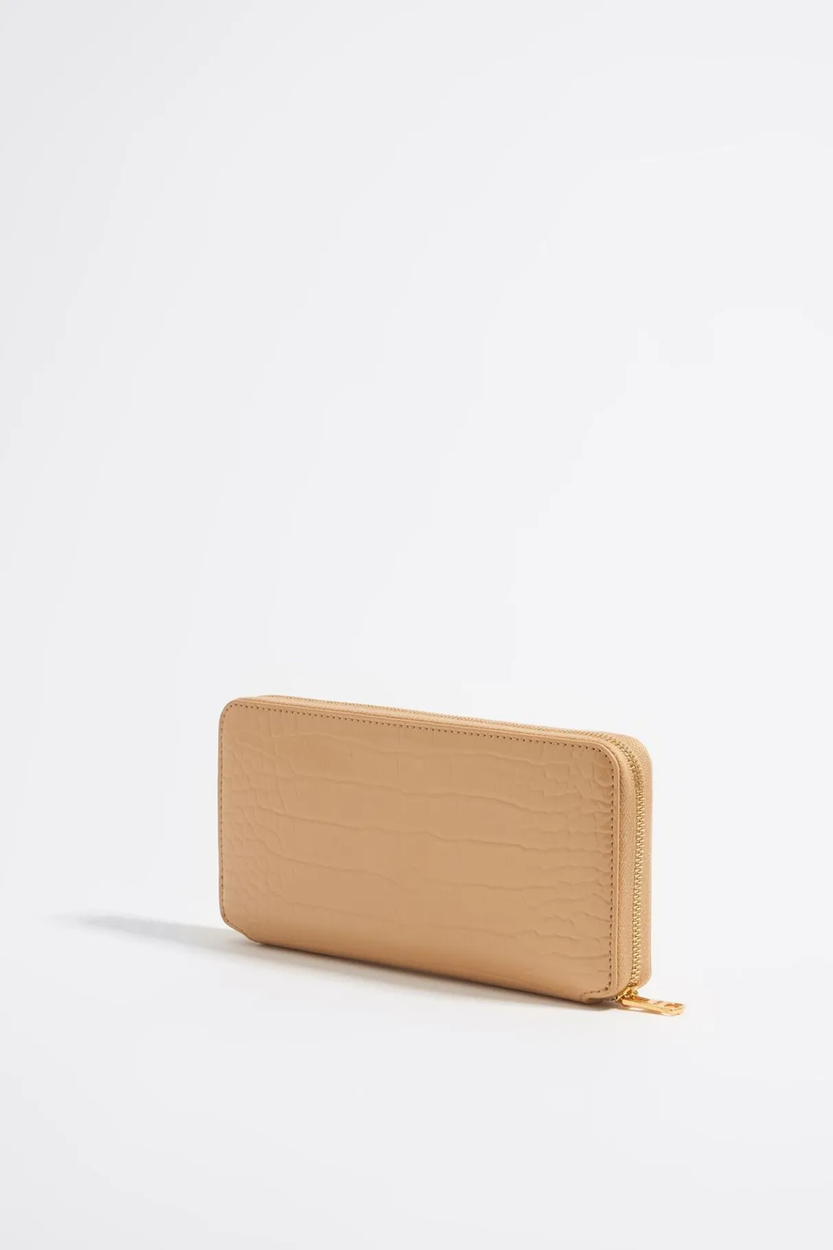 Mujer BIMBA Y LOLA Billeteras<Billetera Horizontal Cremallera Grabado Cocodrilo Arena