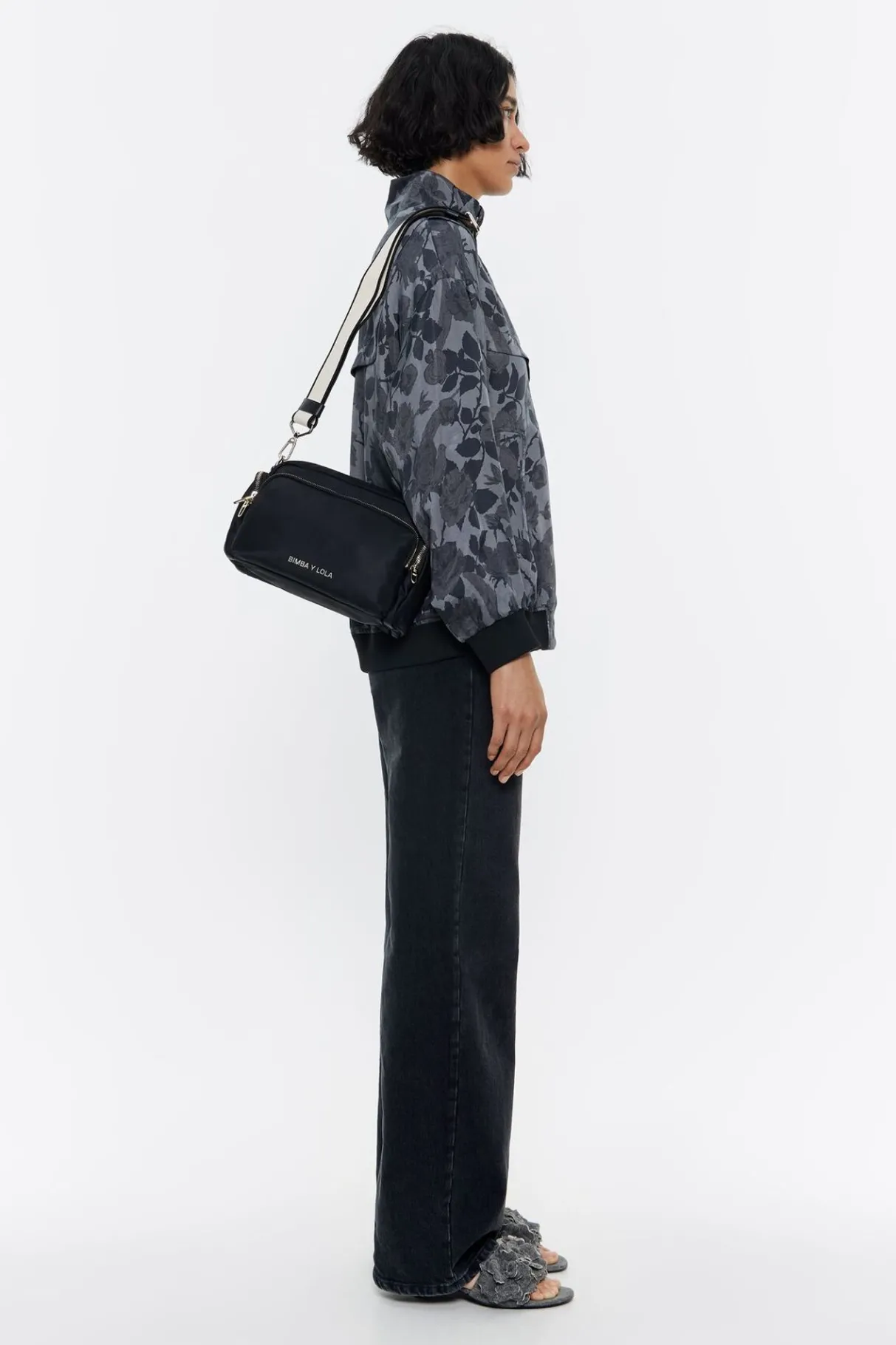 Mujer BIMBA Y LOLA Bolsos Nylon<Bolso Bandolera Mediano Nylon Negro