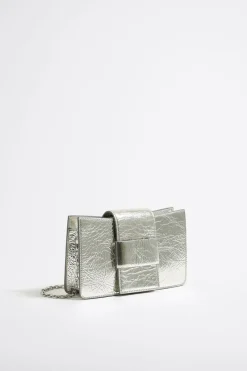 Mujer BIMBA Y LOLA Bolsos Piel<Bolso Bandolera Mini Piel Plata