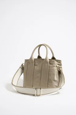 Mujer BIMBA Y LOLA Bolsos Nylon<Bolso De Mano Mediano Nylon Caqui Claro