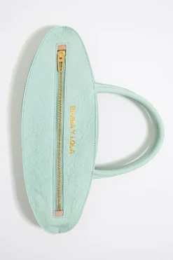 Mujer BIMBA Y LOLA Bolsos Piel<Bolso De Mano Pelota Grande Piel Azul Hielo