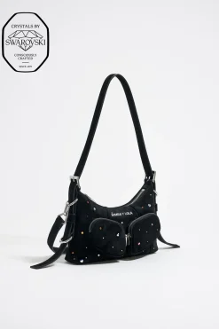 Mujer BIMBA Y LOLA Bolsos Pocket<Bolso Hobo Pocket Mini Piel Swarovski Negro