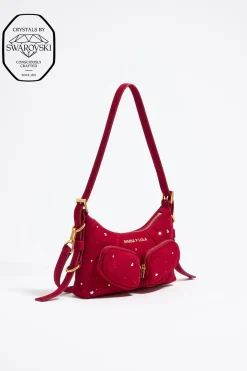 Mujer BIMBA Y LOLA Bolsos Pocket<Bolso Hobo Pocket Mini Piel Swarovski Rojo