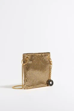 Mujer BIMBA Y LOLA Minibolsos<Bolso Plano Mini Malla Metalica Oro