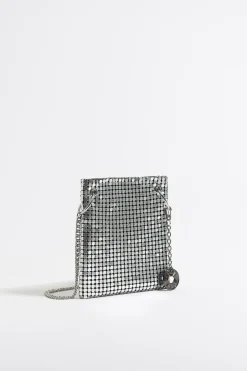 Mujer BIMBA Y LOLA Minibolsos<Bolso Plano Mini Malla Metalica Plata