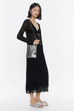 Mujer BIMBA Y LOLA Minibolsos<Bolso Plano Mini Malla Metalica Plata