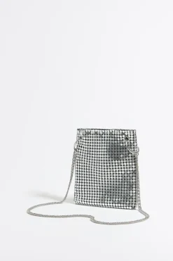 Mujer BIMBA Y LOLA Minibolsos<Bolso Plano Mini Malla Metalica Plata