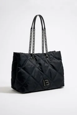 Mujer BIMBA Y LOLA Bolsos Nylon<Bolso Shopper Grande Nylon Acolchado Negro