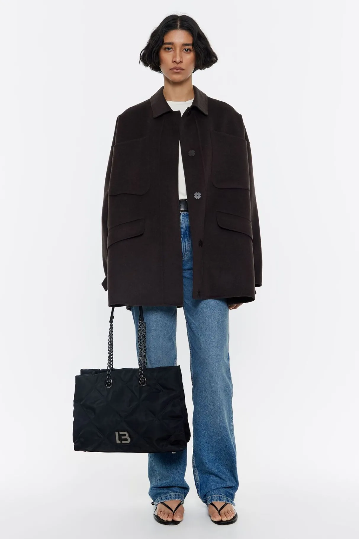 Mujer BIMBA Y LOLA Bolsos Nylon<Bolso Shopper Grande Nylon Acolchado Negro