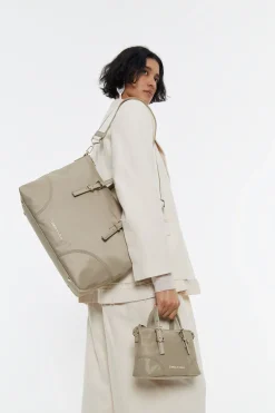 Mujer BIMBA Y LOLA Bolsos De Hombro<Bolso Shopper Grande Nylon Caqui Claro