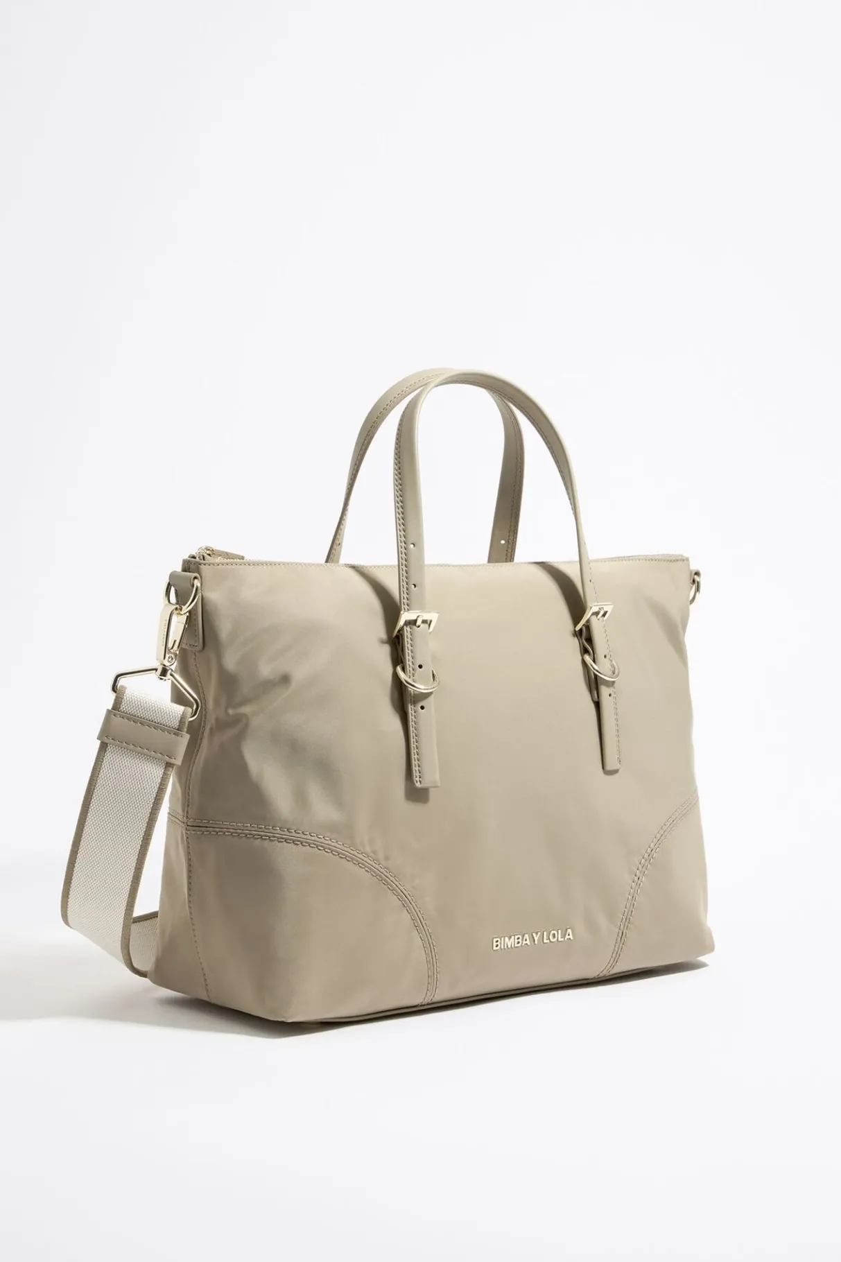 Mujer BIMBA Y LOLA Bolsos De Hombro<Bolso Shopper Grande Nylon Caqui Claro