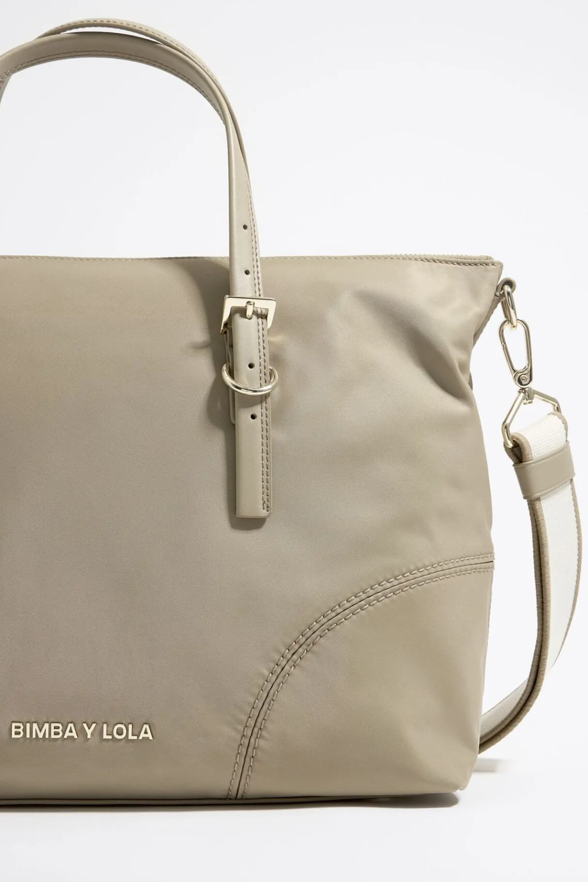 Mujer BIMBA Y LOLA Bolsos De Hombro<Bolso Shopper Grande Nylon Caqui Claro