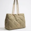 Mujer BIMBA Y LOLA Bolsos Nylon<Bolso Shopper Grande Nylon Acolchado Caqui Claro