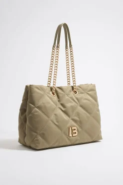 Mujer BIMBA Y LOLA Bolsos Nylon<Bolso Shopper Grande Nylon Acolchado Caqui Claro