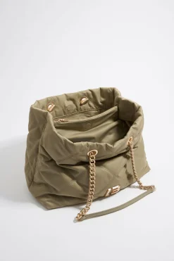 Mujer BIMBA Y LOLA Bolsos Nylon<Bolso Shopper Grande Nylon Acolchado Caqui Claro