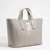 Mujer BIMBA Y LOLA Bolsos Piel<Bolso Shopper Grande Piel Gris Verdoso