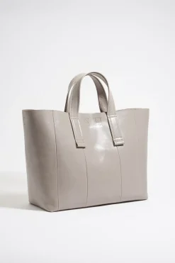 Mujer BIMBA Y LOLA Bolsos Piel<Bolso Shopper Grande Piel Gris Verdoso