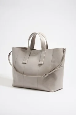 Mujer BIMBA Y LOLA Bolsos Piel<Bolso Shopper Grande Piel Gris Verdoso