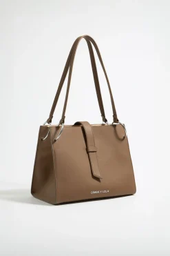 Mujer BIMBA Y LOLA Bolsos Piel<Bolso Shopper Grande Piel Topo Oscuro