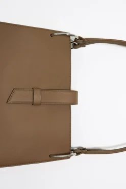 Mujer BIMBA Y LOLA Bolsos Piel<Bolso Shopper Grande Piel Topo Oscuro