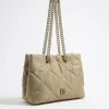 Mujer BIMBA Y LOLA Bolsos Nylon<Bolso Shopper Mediano Nylon Acolchado Caqui Claro
