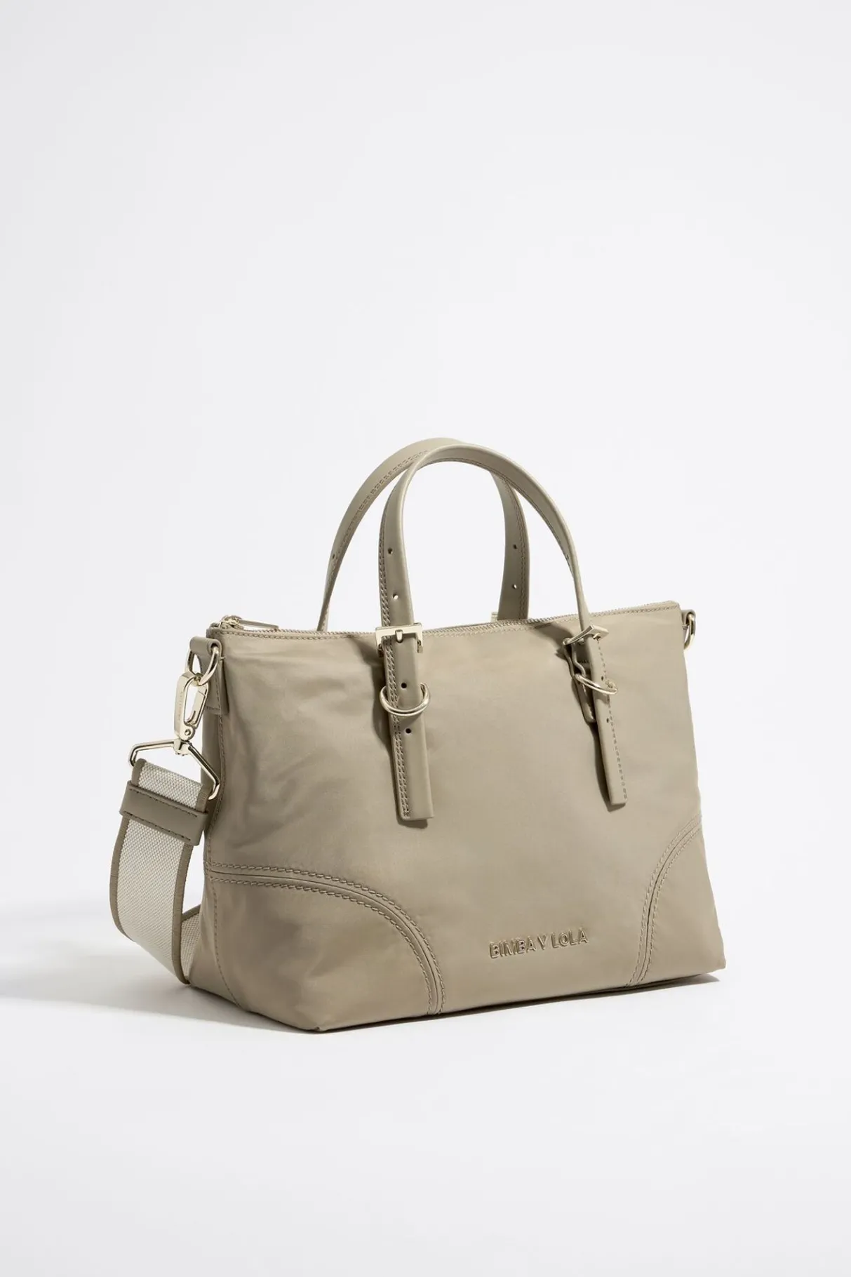 Mujer BIMBA Y LOLA Bolsos Nylon<Bolso Shopper Mediano Nylon Caqui Claro