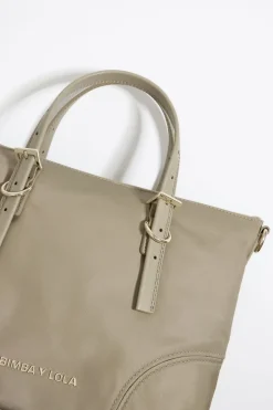 Mujer BIMBA Y LOLA Bolsos Nylon<Bolso Shopper Mediano Nylon Caqui Claro