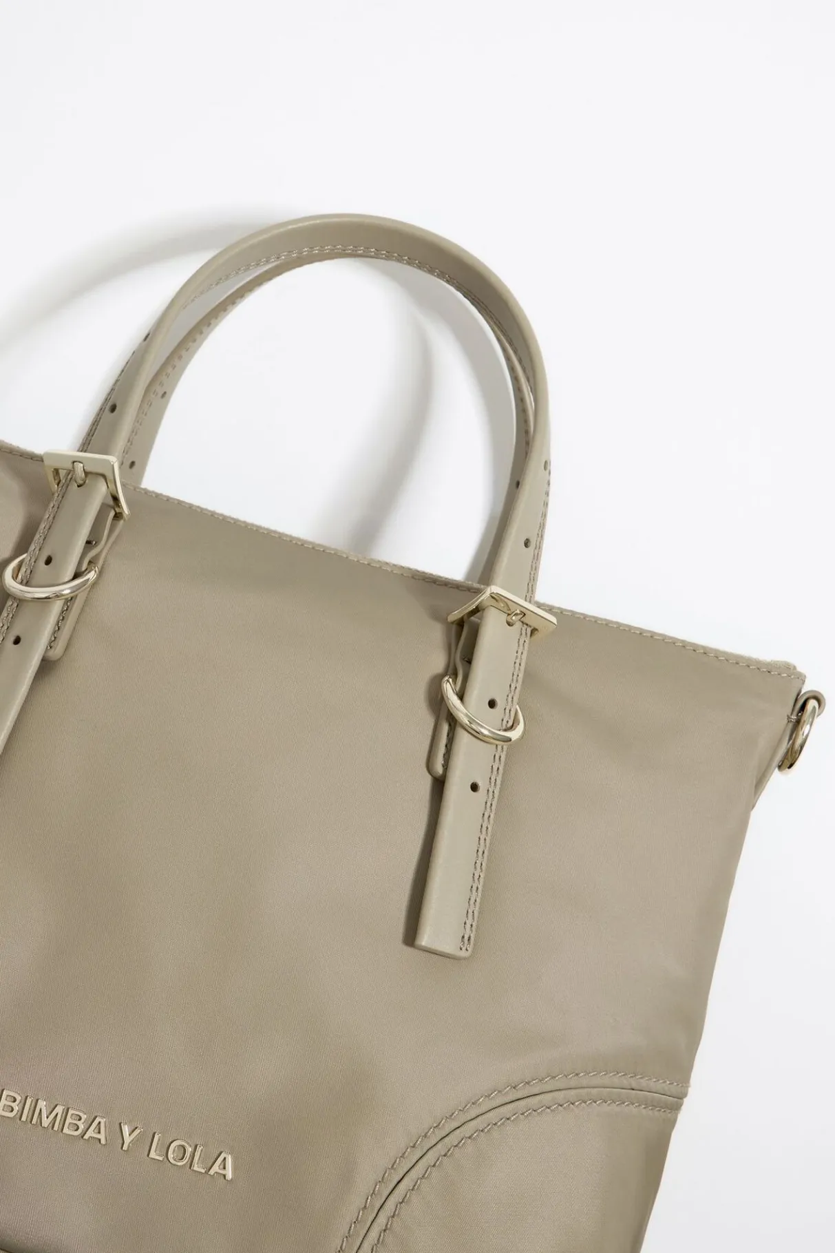 Mujer BIMBA Y LOLA Bolsos Nylon<Bolso Shopper Mediano Nylon Caqui Claro