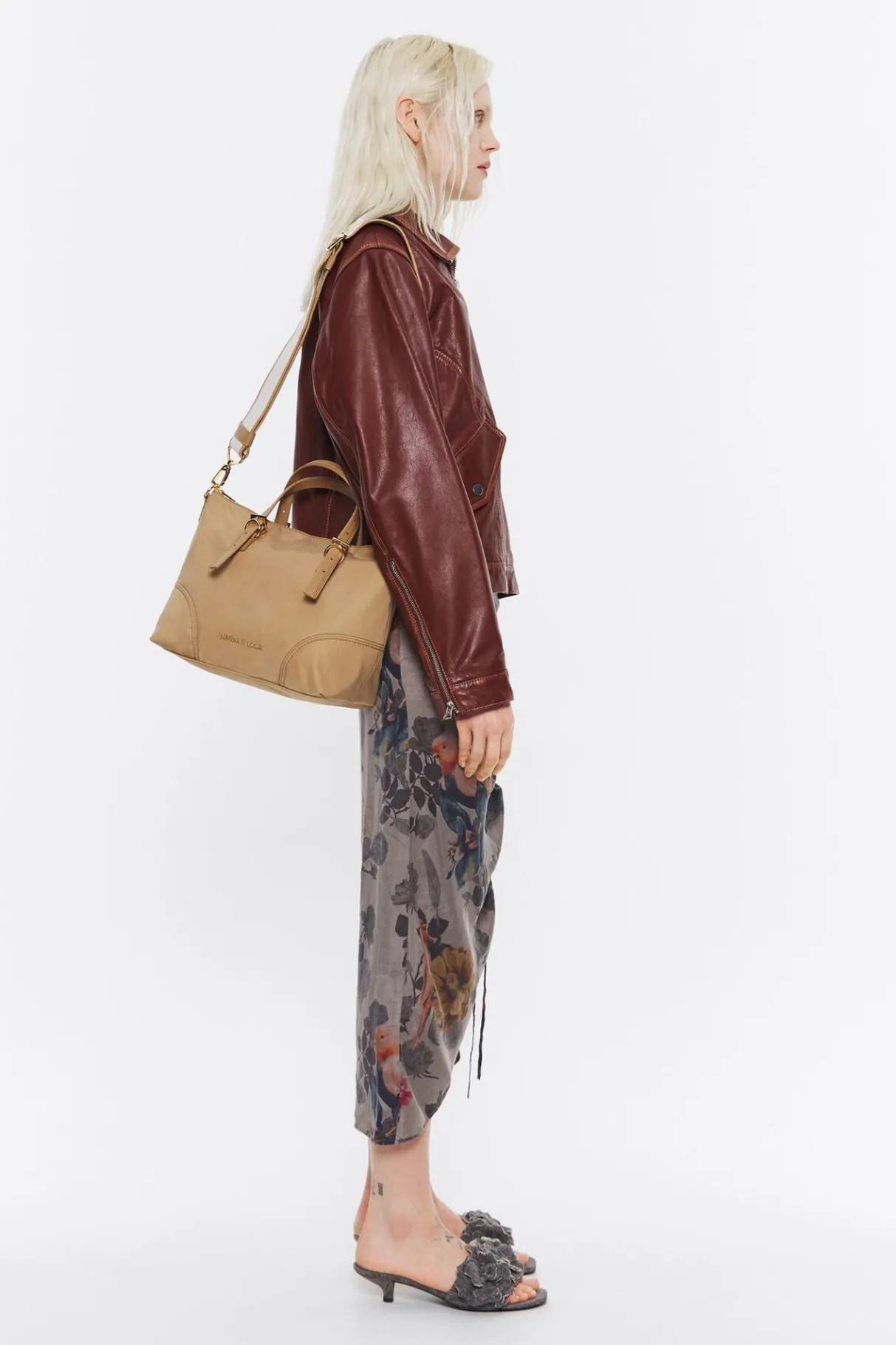 Mujer BIMBA Y LOLA Bolsos Nylon<Bolso Shopper Mediano Nylon Tostado