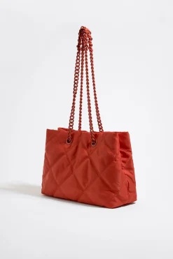 Mujer BIMBA Y LOLA Bolsos Nylon<Bolso Shopper Mediano Nylon Acolchado Coral