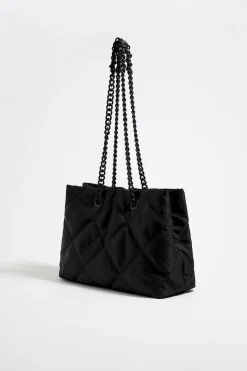 Mujer BIMBA Y LOLA Bolsos Nylon<Bolso Shopper Mediano Nylon Acolchado Negro