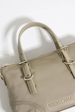 Mujer BIMBA Y LOLA Bolsos Nylon<Bolso Shopper Mini Nylon Caqui Claro