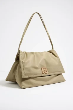 Mujer BIMBA Y LOLA Bolsos Nylon<Bolso Solapa Mediano Caqui Claro