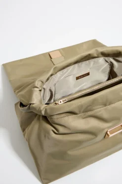 Mujer BIMBA Y LOLA Bolsos Nylon<Bolso Solapa Mediano Caqui Claro