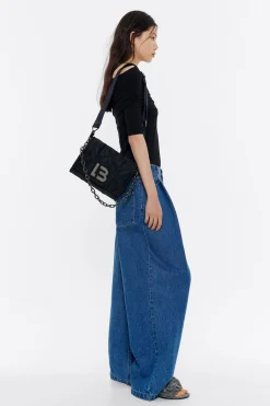 Mujer BIMBA Y LOLA Bolsos Nylon<Bolso Solapa Mediano Negro