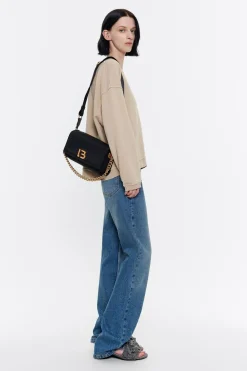 Mujer BIMBA Y LOLA Bolsos Nylon<Bolso Solapa Mediano Nylon Negro